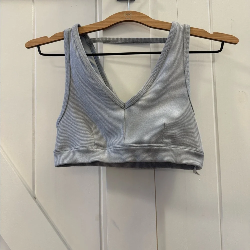 ALO Yoga Togetherness Ribbed Gray Sports Bra